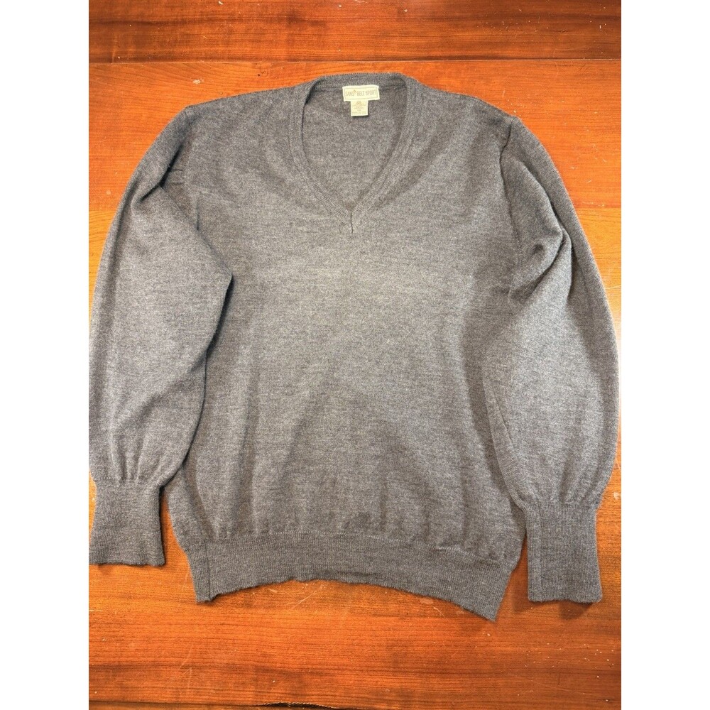 Sans Belt Sport 1X Merino 100% VirginWool V-Neck Sweater Gray Made in Italy Knit